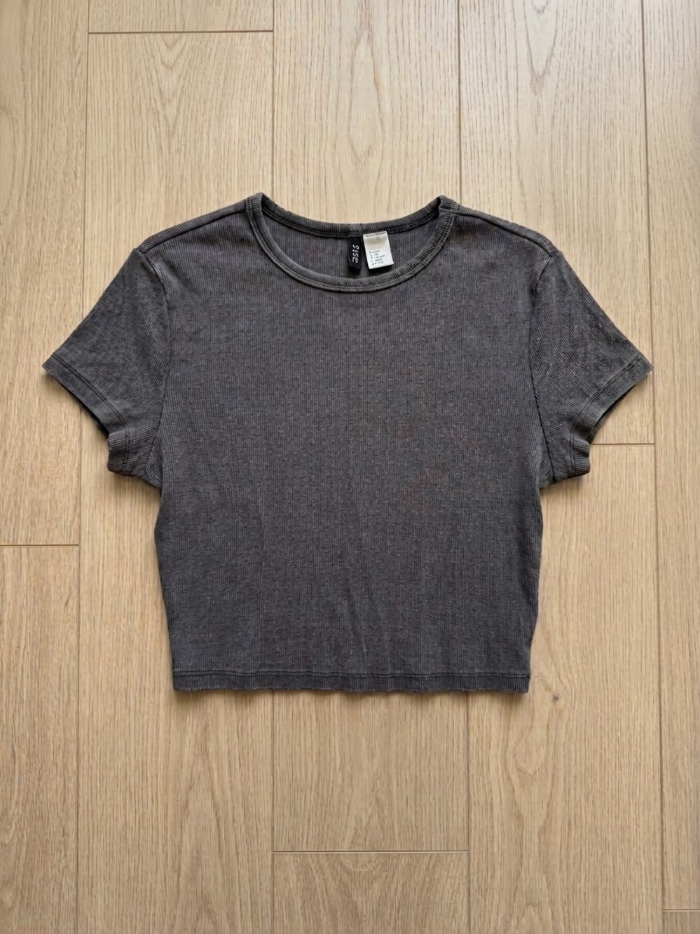 Divided Washed Charcoal Crop Tee
